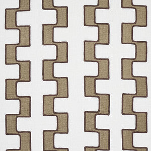 Dixon Embroidered Print Linen Neutral 179680 by Schumacher Designer Fabric