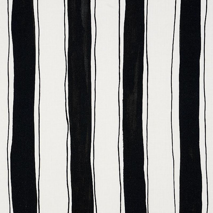 Tracing Stripes Black 179702 by Schumacher Designer Fabric New Wave: Black & White 48.5" - Swanky Fabrics -