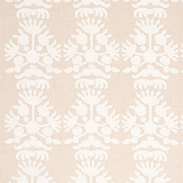 Cybele Embroidery Natural 79472 by Schumacher Designer Fabric Bohemia 12.5" - Swanky Fabrics -