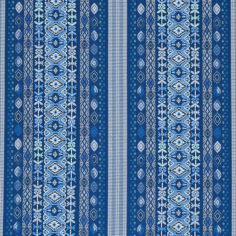 Cosima Embroidery Blue Multi 79680 by Schumacher Designer Fabric Bohemia 15.17" - Swanky Fabrics -