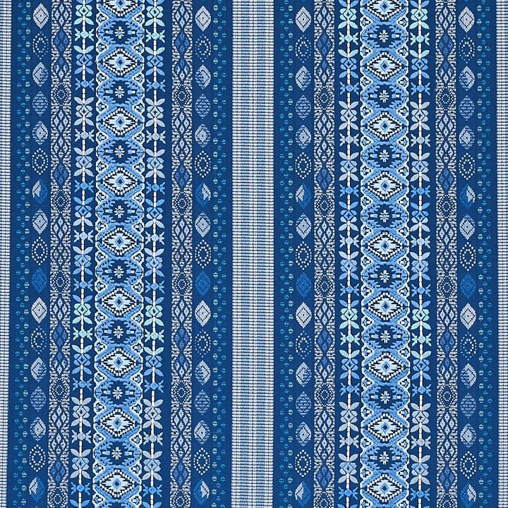 Cosima Embroidery Blue Multi 79680 by Schumacher Designer Fabric Bohemia 15.17" - Swanky Fabrics -