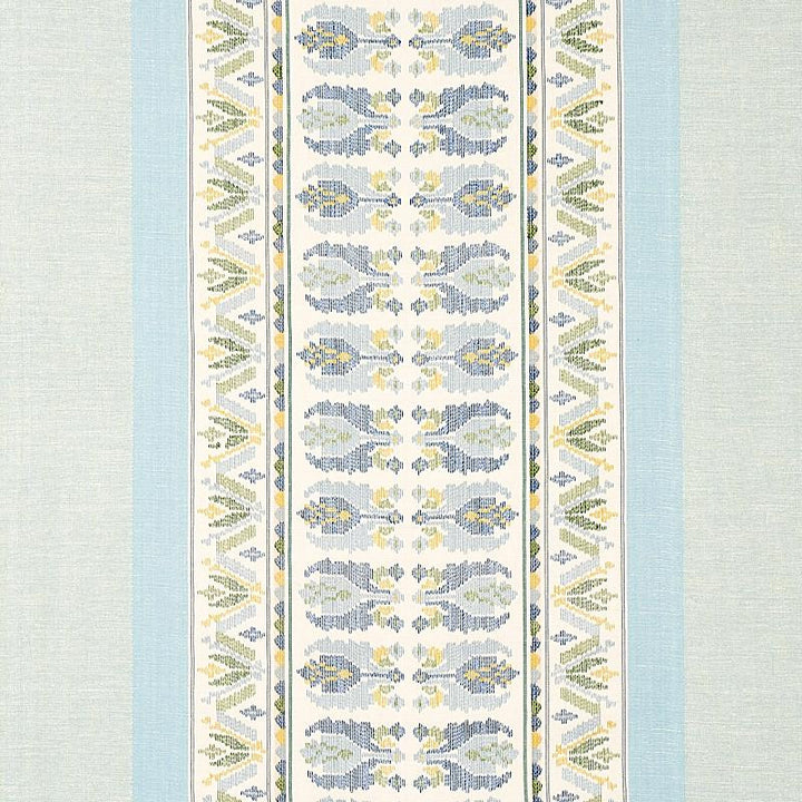 Sandor Stripe Embroidery Chambray 79830 by Schumacher Designer Fabric Bohemia 54.0" - Swanky Fabrics -