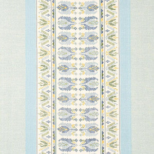 Sandor Stripe Embroidery Chambray 79830 by Schumacher Designer Fabric