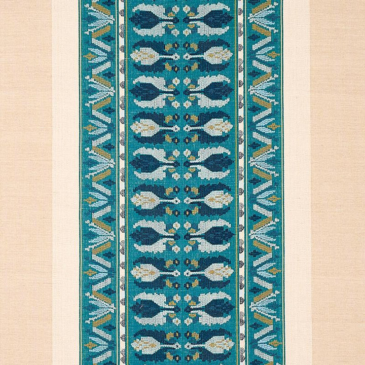 Sandor Stripe Embroidery Peacock 79832 by Schumacher Designer Fabric Bohemia 54.0" - Swanky Fabrics -