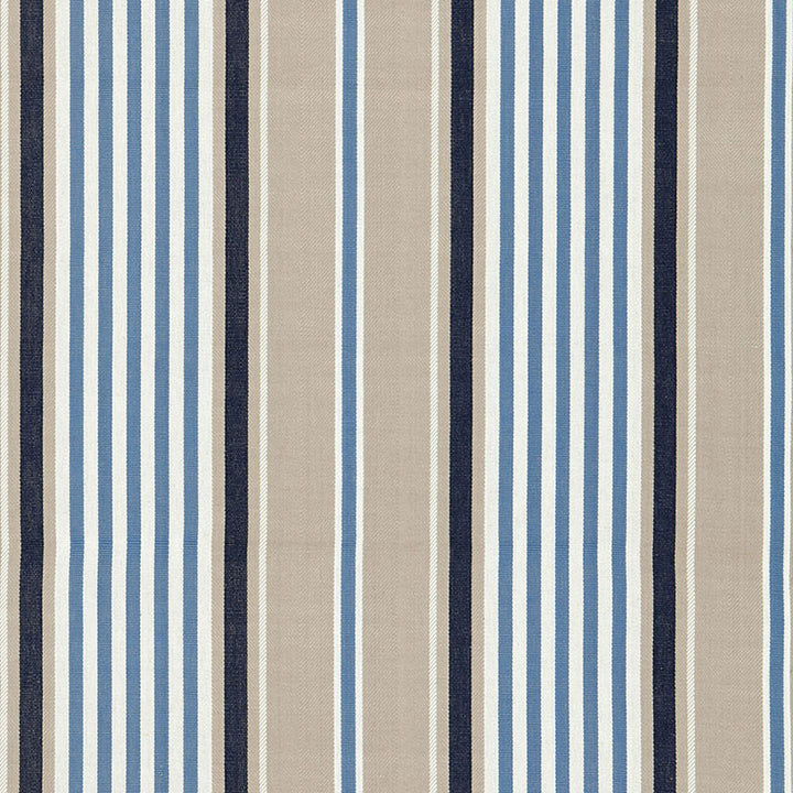 Minzer Cotton Stripe Indigo 66011 by Schumacher Designer Fabric SEA ISLAND STRIPES COTTON 100% INDIA MARTINDALE 23,000 </p><p>Repeat: Horizontal: 13 1/4" (34CM) and Vertical: 53 - Swanky Fabrics -