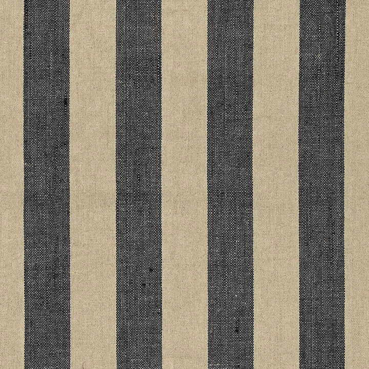 Augustin Linen Stripe Ebony / Linen 66075 by Schumacher Designer Fabric SEA ISLAND STRIPES See Sample INDIA LIGHT DUTY </p><p>Repeat: Horizontal: 5 7/8" (15CM) and Vertical: - 53" WIDE (135CM) - Swanky Fabrics -