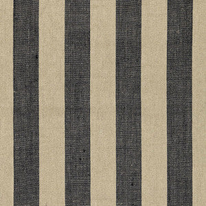 Augustin Linen Stripe Ebony / Linen 66075 by Schumacher Designer Fabric
