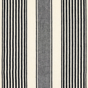 Summerville Linen Stripe Black 66096 by Schumacher Designer Fabric