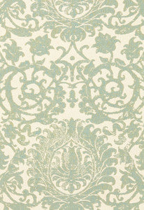 Arezzo Linen Damask Aquamarine 66360 by Schumacher Designer Fabric