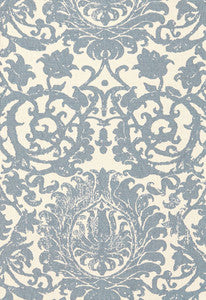 Arezzo Linen Damask Azure 66361 by Schumacher Designer Fabric
