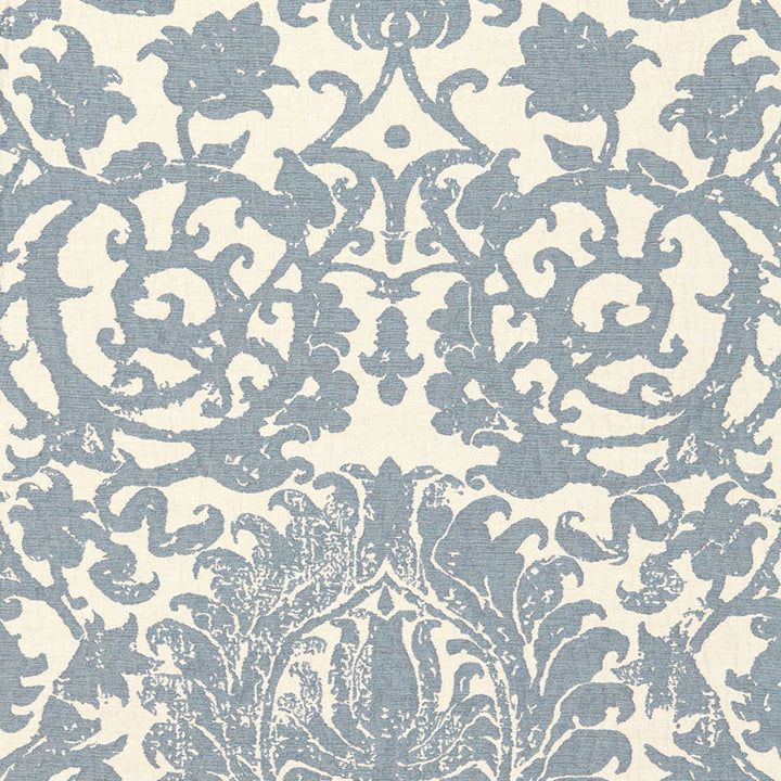 Arezzo Linen Damask Azure 66361 by Schumacher Designer Fabric PALAZZO LINEN 52% VISCOSE 19% ITALY MARTINDALE 12,000 </p><p>Repeat: Horizontal: 25 1/2" (65CM) and Vertical: 30" (76CM) 51 - Swanky Fabrics -