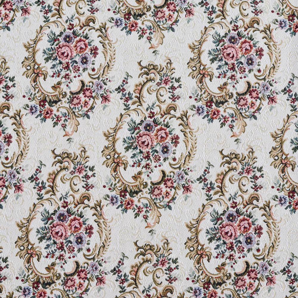 6641 Ivory by Charlotte Designer Fabric Tapestry Treasures III 40% Polyester, 36% Olefin, 24% Cotton Asia Exceeds 100,000 Wyzenbeek Rubs (Heavy Duty) Horizontal: 13.5" x Vertical: 13.5" 54 Inches - Swanky Fabrics -