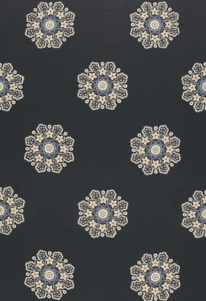 Chennai Linen Embroidery Midnight 66820 by Schumacher Designer Fabric COLLECTION-NAME-TBA-66820 64% Linen, 22% Wool, 14% Acrylic Wyzenbeek 8,000 Horizontal: 12.875 and Vertical: 31.5 51.625 - Swanky Fabrics -