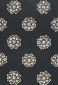 Chennai Linen Embroidery Midnight 66820 by Schumacher Designer Fabric