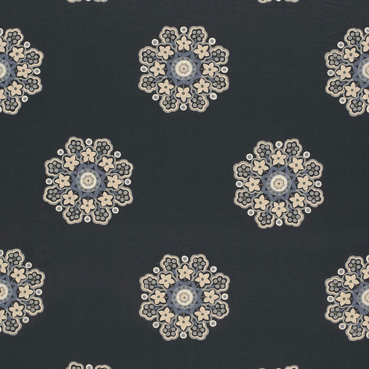 Chennai Linen Embroidery Midnight 66820 by Schumacher Designer Fabric CLASSIC WOVENS See Sample INDIA . </p><p>Repeat: Horizontal: 12 7/8" (33CM) and Vertical: 31 1/2" (80CM) 51 5/8" WIDE (131CM) - Swanky Fabrics -