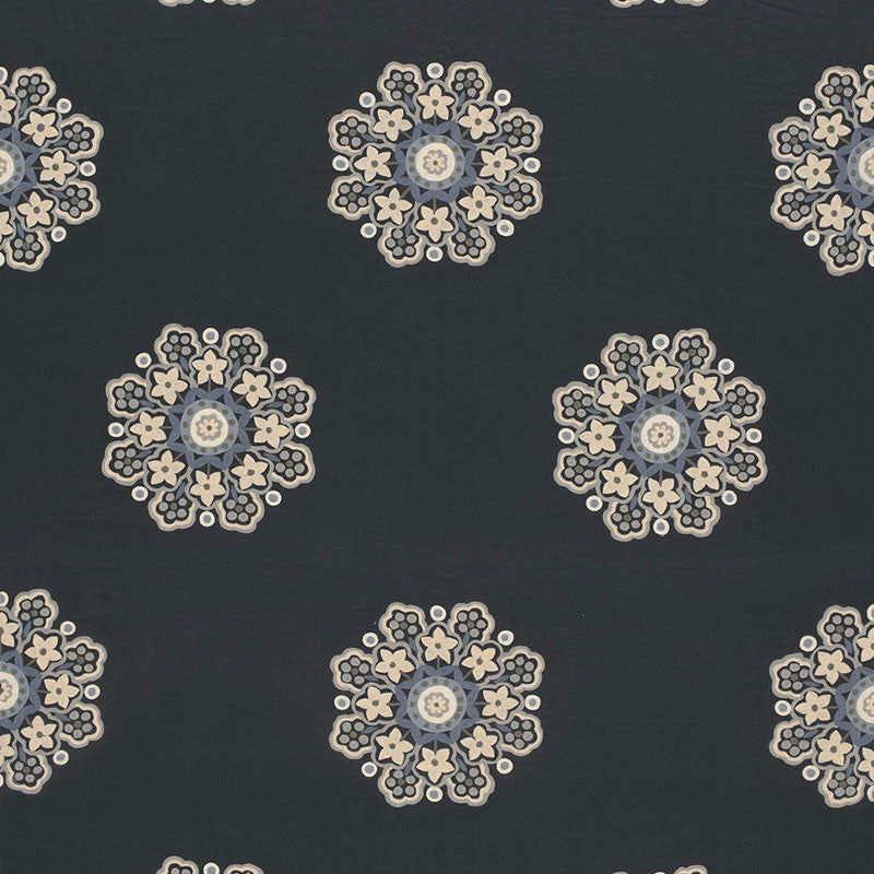 Chennai Linen Embroidery Midnight 66820 by Schumacher Fabric Schumacher Fabric Chennai Linen Embroidery Midnight 66820Fabric LINEN 64% INDIA </p><p>Repeat: H: HORZ. 12 7/8" (33CM) , V: VERT. 31 1/2" (80CM) 51.625 - Fabric Carolina -
