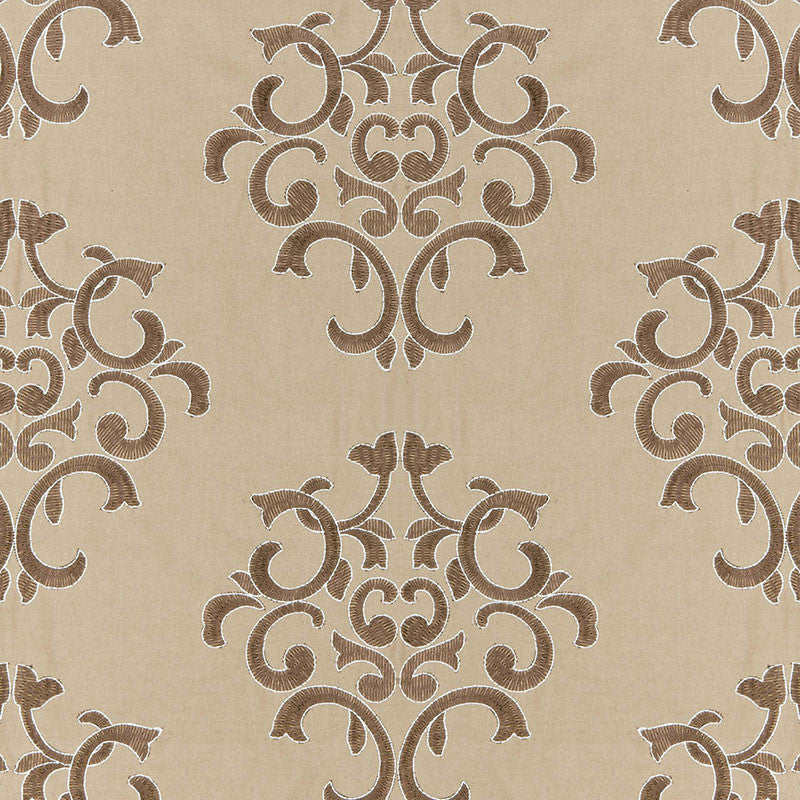 Byron Embroidered Wool Buckskin 66831 by Schumacher Designer Fabric CHROMA WOOL 42% POLYESTER 42% INDIA MARTINDALE 15,000 </p><p>Repeat: Horizontal: 12 1/2" (32CM) and Vertical: 15" (38CM) 50 - Swanky Fabrics -