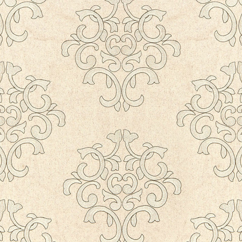 Byron Embroidered Wool Oat 66832 by Schumacher Designer Fabric CLASSIC WOVENS See Sample INDIA MEDIUM DUTY </p><p>Repeat: Horizontal: 12 1/2" (32CM) and Vertical: 15" (38CM) 51" WIDE (130CM) - Swanky Fabrics -