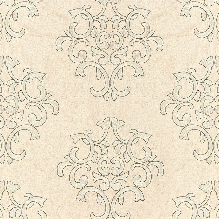 Byron Embroidered Wool Oat 66832 by Schumacher Designer Fabric CLASSIC WOVENS See Sample INDIA MEDIUM DUTY </p><p>Repeat: Horizontal: 12 1/2" (32CM) and Vertical: 15" (38CM) 51" WIDE (130CM) - Swanky Fabrics -
