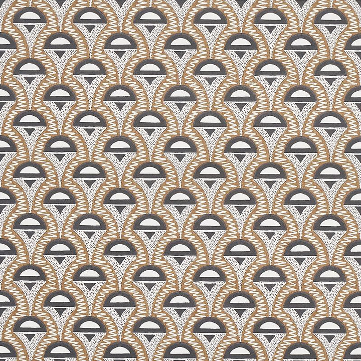 Abelino Camel & Black 5012080 by Schumacher Designer Wallpaper Copacabana 3.0" - Swanky Fabrics -