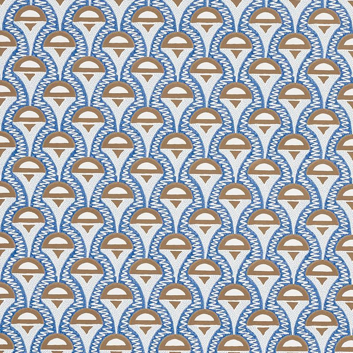 Abelino Blue & Brown 5012081 by Schumacher Designer Wallpaper Copacabana 3.0" - Swanky Fabrics -