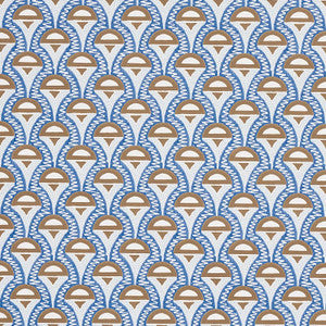 Abelino Blue & Brown 5012081 by Schumacher Designer Wallpaper
