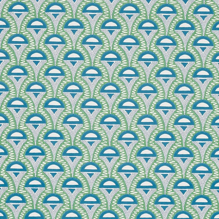 Abelino Green & Peacock 5012082 by Schumacher Designer Wallpaper Copacabana 3.0" - Swanky Fabrics -