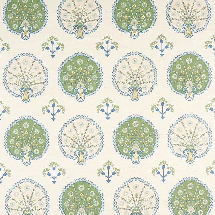 Chamba Crown Sisal Green 5012280 by Schumacher Designer Wallpaper East Meets West 34.0" - Swanky Fabrics -