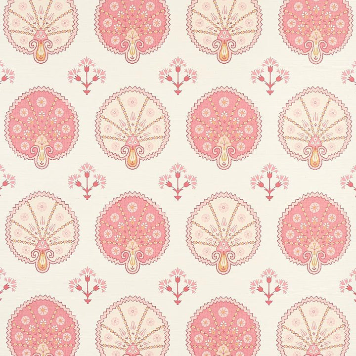 Chamba Crown Sisal Pink 5012281 by Schumacher Designer Wallpaper East Meets West 34.0" - Swanky Fabrics -
