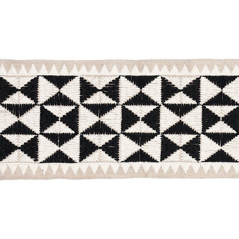 Zulma Embroidered Tape Black 80190 by Schumacher Designer Trim Copacabana - Swanky Fabrics -