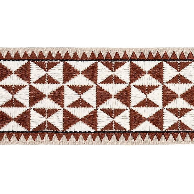 Zulma Embroidered Tape Brown 80191 by Schumacher Designer Trim Copacabana - Swanky Fabrics -