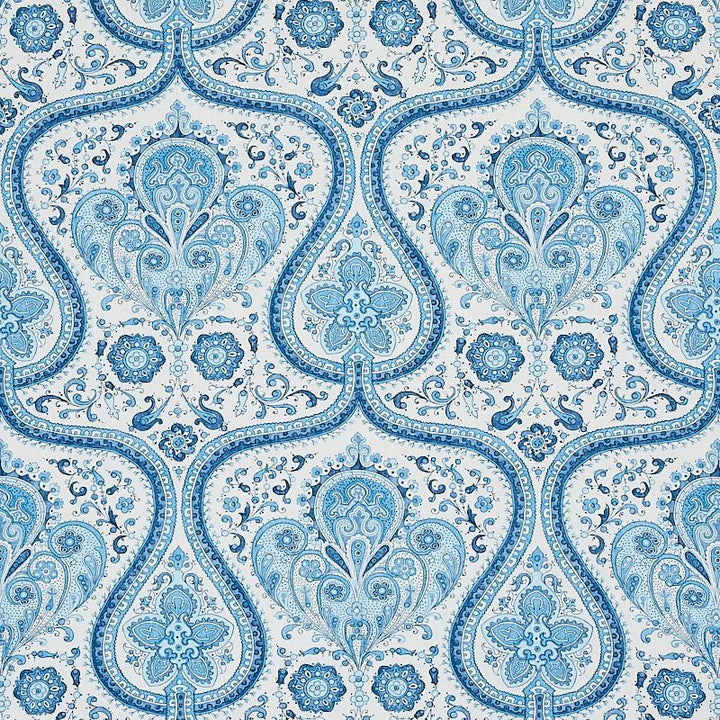 Paisley Court Blue 179860 by Schumacher Designer Fabric East Meets West 13.5" - Swanky Fabrics -