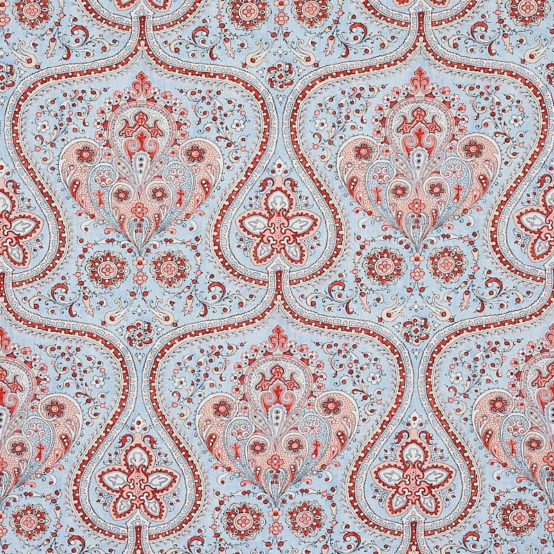 Paisley Court Sky & Rose 179861 by Schumacher Designer Fabric East Meets West 13.5" - Swanky Fabrics -