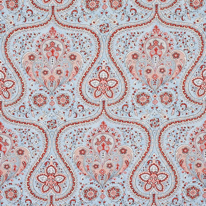 Paisley Court Sky & Rose 179861 by Schumacher Designer Fabric East Meets West 13.5" - Swanky Fabrics -
