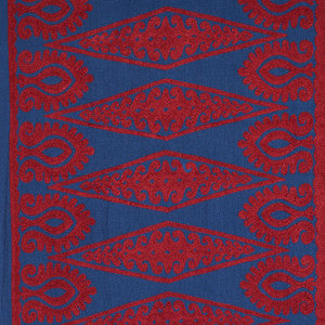 Seema Embroidery Blue & Red 80210 by Schumacher Designer Fabric