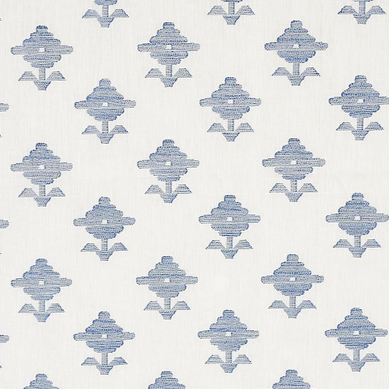 Rubia Embroidery Blue 74163 by Schumacher Designer Fabric Easy Elements 6.2" - Swanky Fabrics -