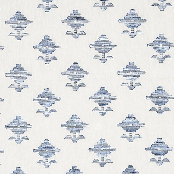 Rubia Embroidery Blue 74163 by Schumacher Designer Fabric Easy Elements 6.2" - Swanky Fabrics -