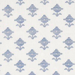 Rubia Embroidery Blue 74163 by Schumacher Designer Fabric
