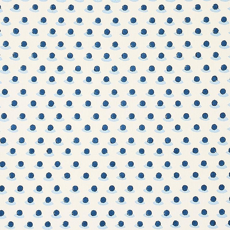 Berry Hand Block Print Indigo & Sky 179731 by Schumacher Designer Fabric Molly Mahon 1.75" - Swanky Fabrics -