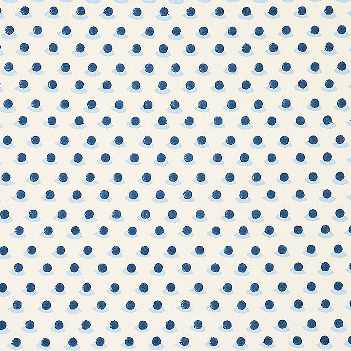 Berry Hand Block Print Indigo & Sky 179731 by Schumacher Designer Fabric Molly Mahon 1.75" - Swanky Fabrics -
