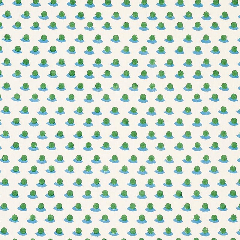 Berry Hand Block Print Grass & Sky 179732 by Schumacher Designer Fabric Molly Mahon 1.75" - Swanky Fabrics -