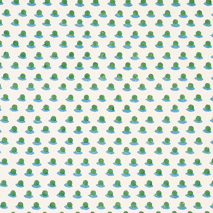 Berry Hand Block Print Grass & Sky 179732 by Schumacher Designer Fabric Molly Mahon 1.75" - Swanky Fabrics -