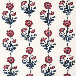 Dianthus Hand Block Print Indigo & Iron 179741 by Schumacher Designer Fabric