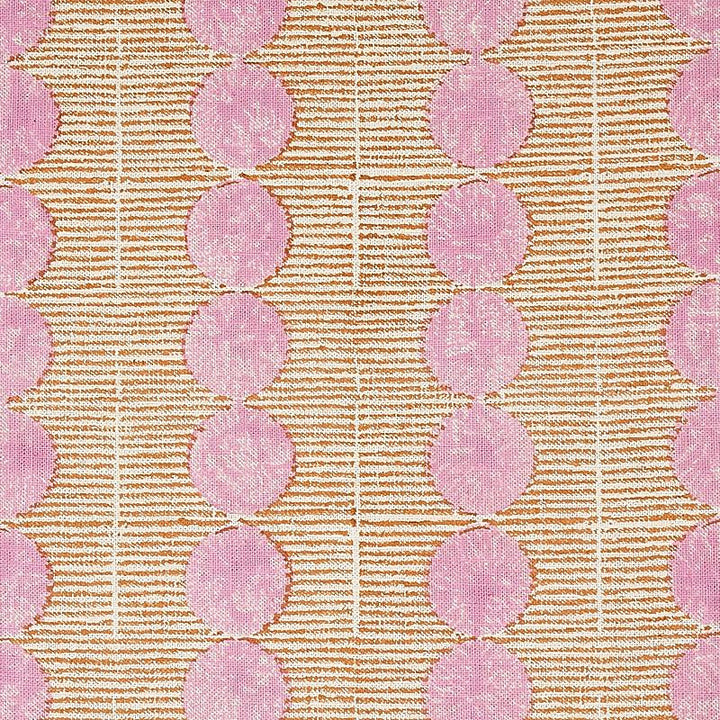 Sun Rise Hand Block Print Rose & Copper 179790 by Schumacher Designer Fabric Molly Mahon 3.88" - Swanky Fabrics -