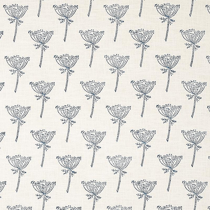 Wild Carrot Hand Block Print Indigo 179810 by Schumacher Designer Fabric Molly Mahon 3.0" - Swanky Fabrics -