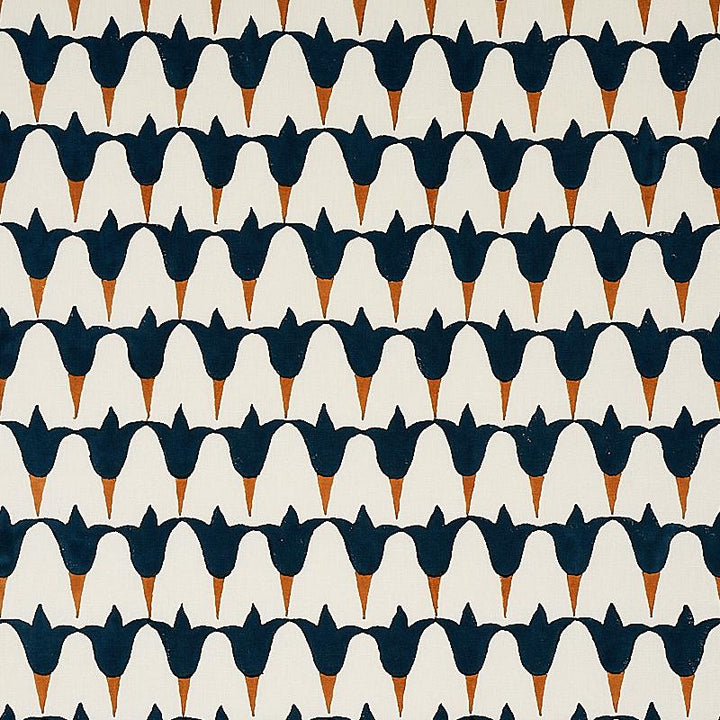 Tulip Hand Block Midnight & Copper 179822 by Schumacher Designer Fabric Molly Mahon - Swanky Fabrics -
