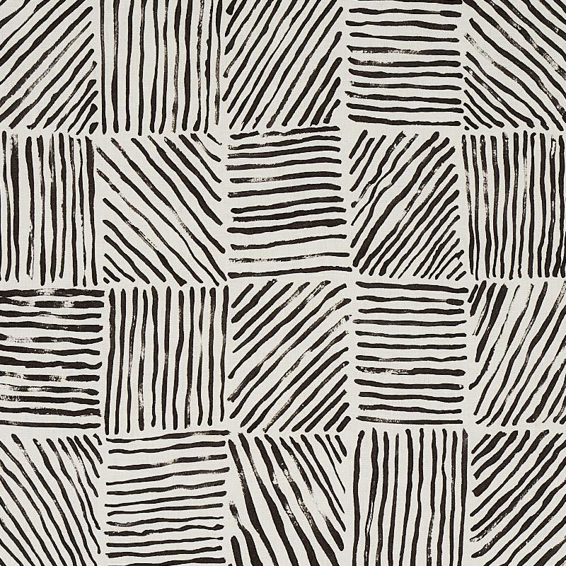 Katama Black 179900 by Schumacher Designer Fabric New Wave: Black & White 27.0" - Swanky Fabrics -