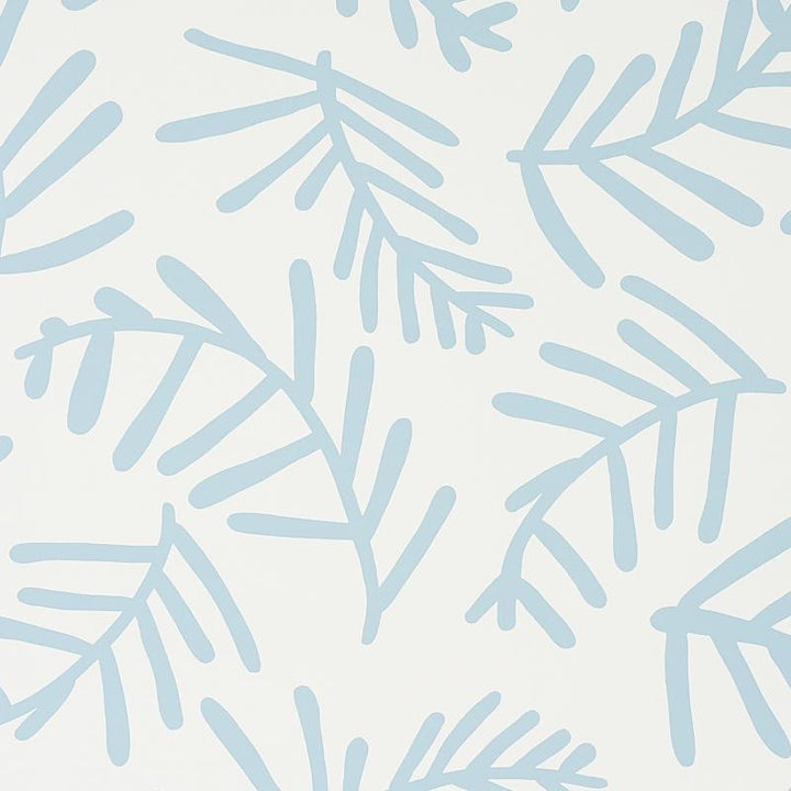 Tiah Cove Blue Leaf 5012451 by Schumacher Designer Wallpaper Caroline Z Hurley 27.0" - Swanky Fabrics -