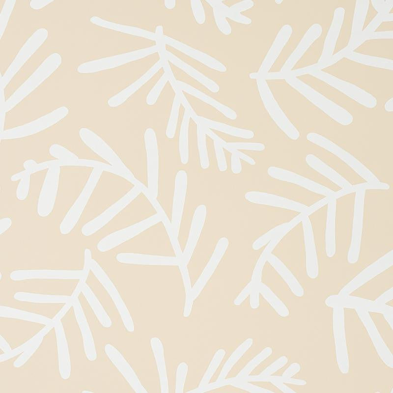 Tiah Cove Ivory On Natural 5012452 by Schumacher Designer Wallpaper Caroline Z Hurley 27.0" - Swanky Fabrics -