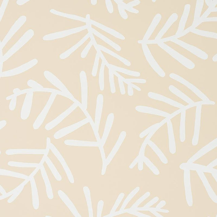 Tiah Cove Ivory On Natural 5012452 by Schumacher Designer Wallpaper Caroline Z Hurley 27.0" - Swanky Fabrics -